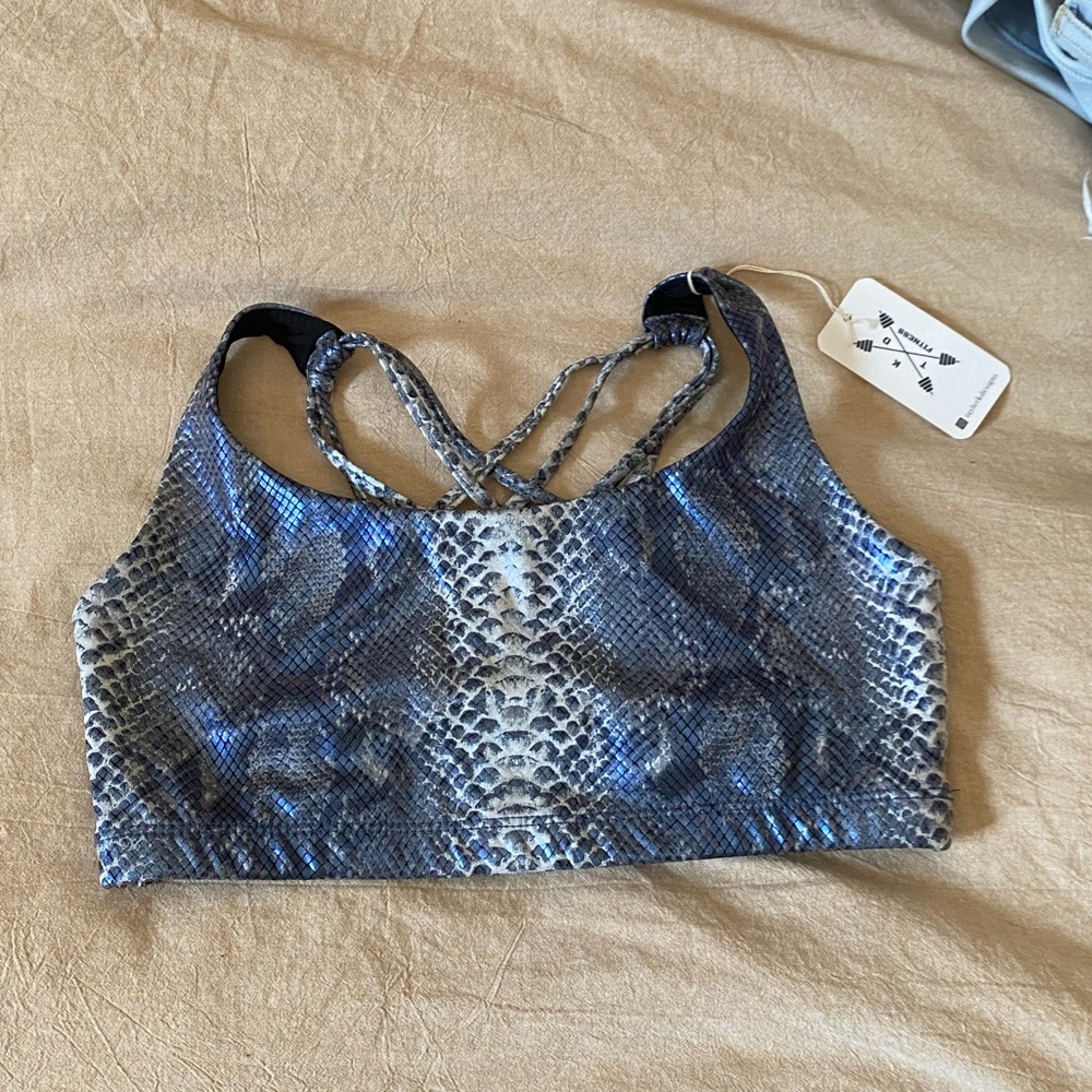 Onzie Black and Blue Snake Print Bra
